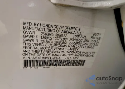 2023 Acura Mdx A-Spec z USA, uszkodzony, nr VIN 5J8YE1H08PL037595